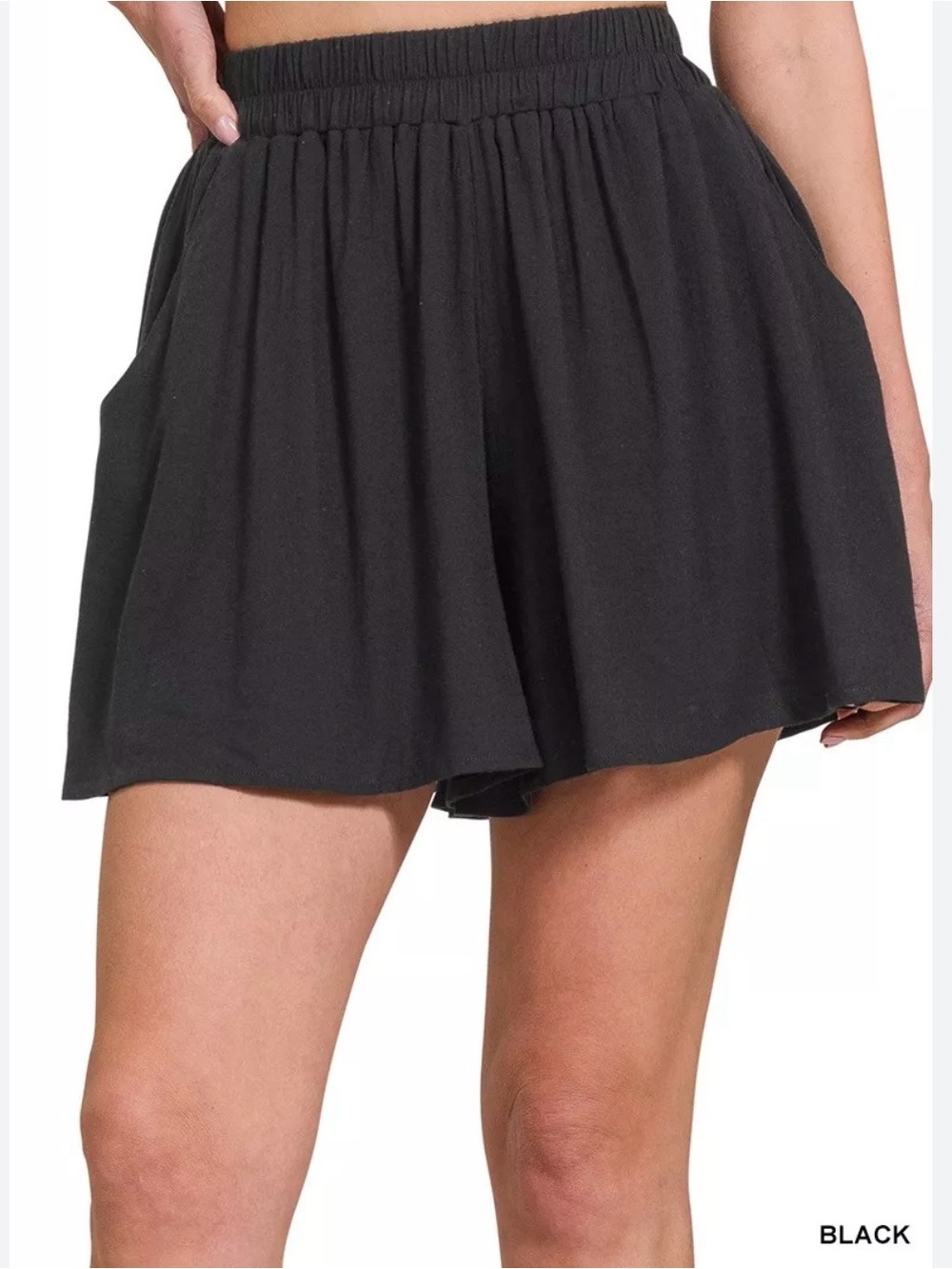 Zenana Outfitters Black A-Line Elastic-Waist Shorts